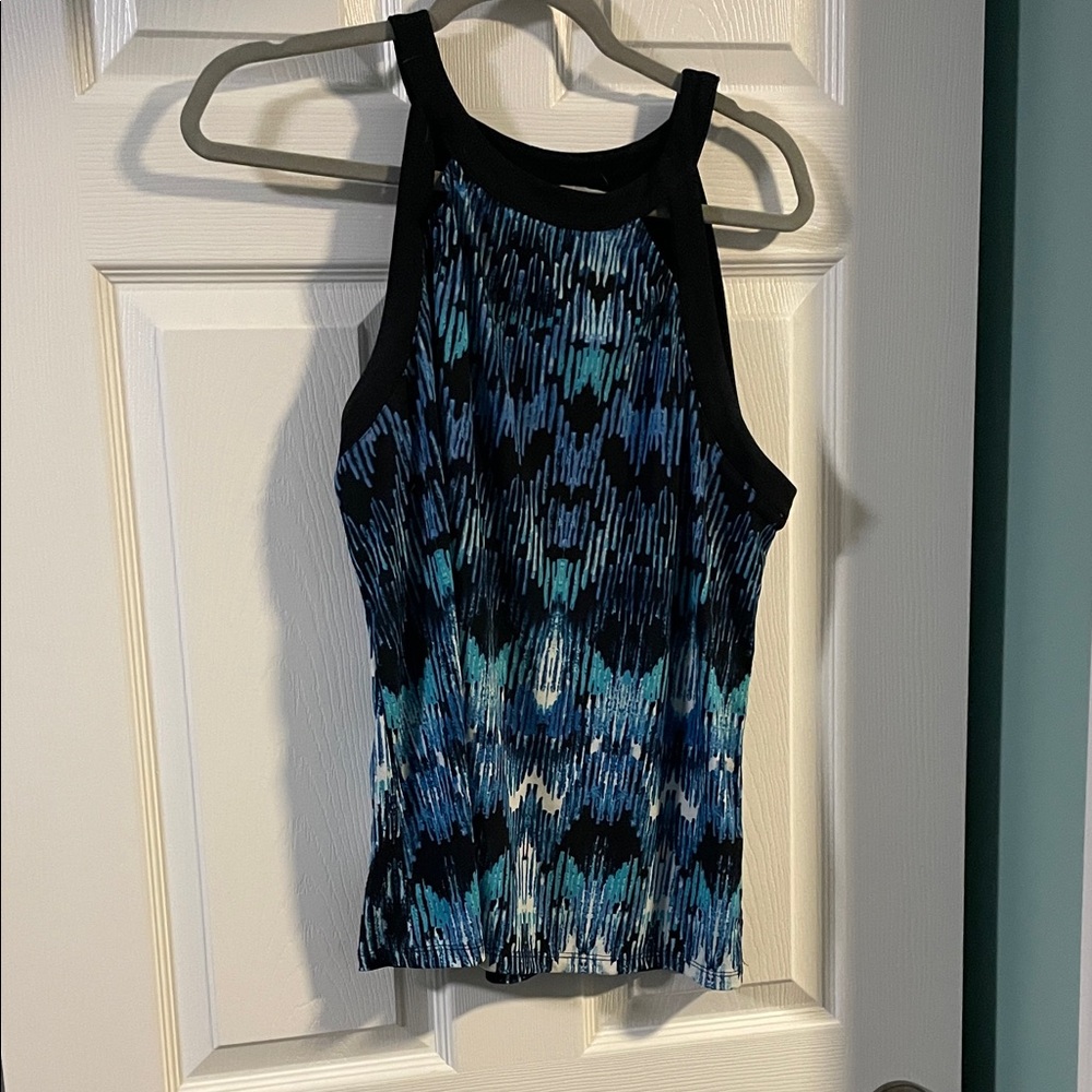 Blue and black flowy tank top
